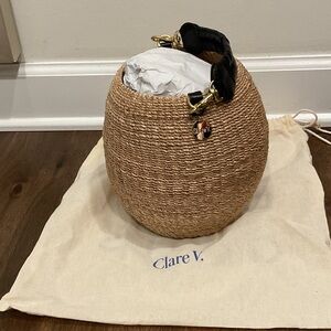 Clare V Pot de Miel with woven Black leather Strap